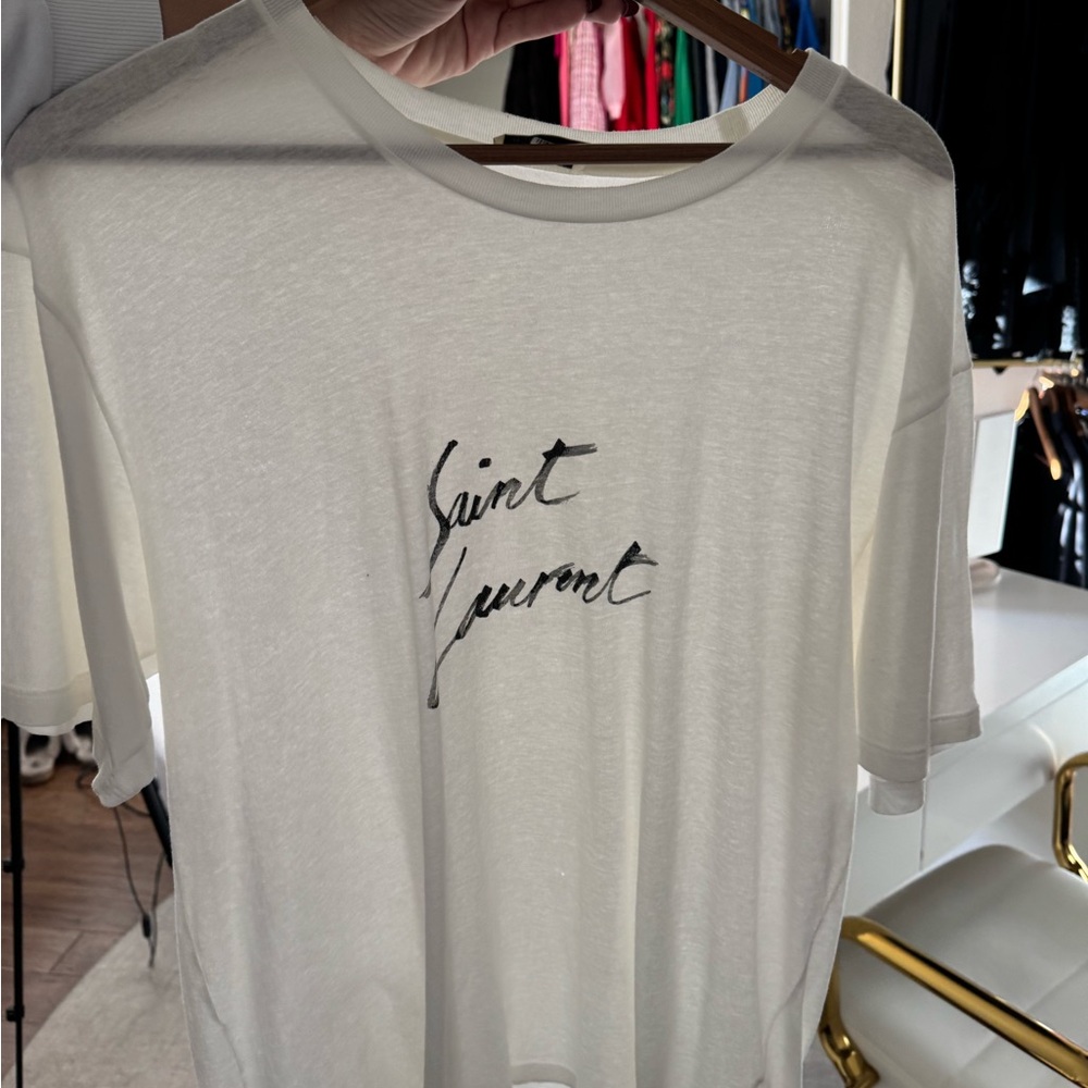 Saint Laurent White Graphic Tee